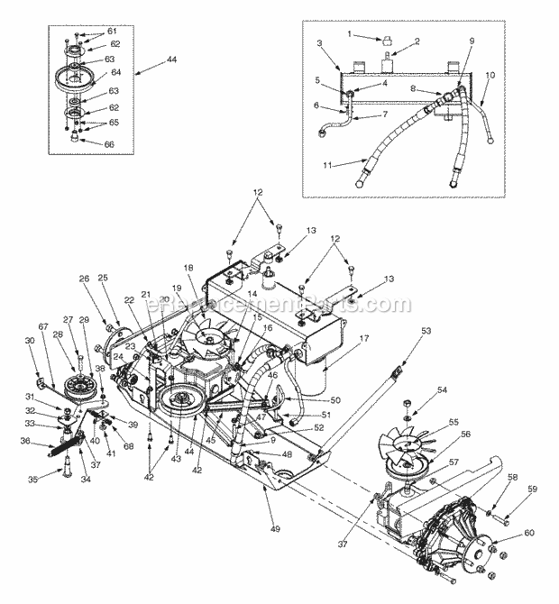 Hydraulic Drive, Lines And Hydraulic Filter Diagram and Parts List for 365L 53CA1D5K100 Cub Cadet Lawn Mower